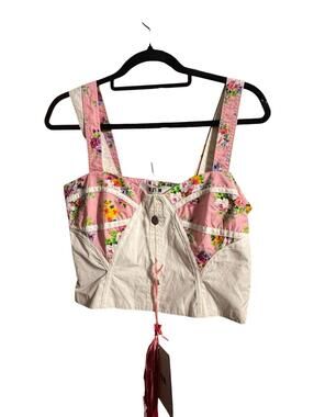 MSGM Milano Floral Patchwork Corset Crop Top Size 40 NWT MSRP $400